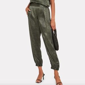 ATM Snakeskin print Silk Jogger Pants In Jungle Combo Green Small